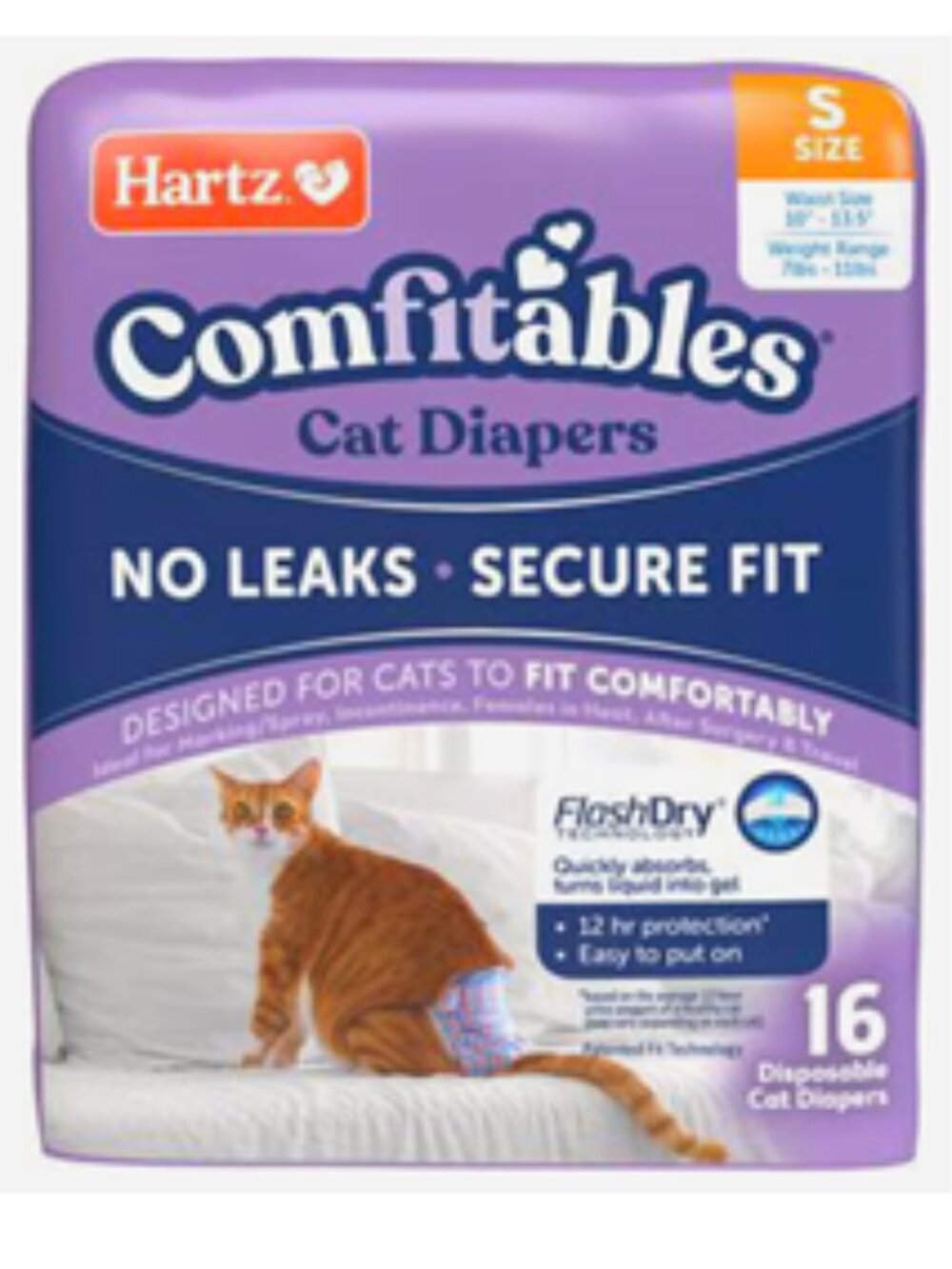 NWT ~ 2 Packages of Hartz Comfitables Cat Disposable Diapers, Size S, 7-11 lbs.
